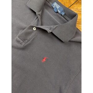 Vintage Polo Ralph Lauren Men Medium Black Embroidered Polo Logo Short Sleeve
